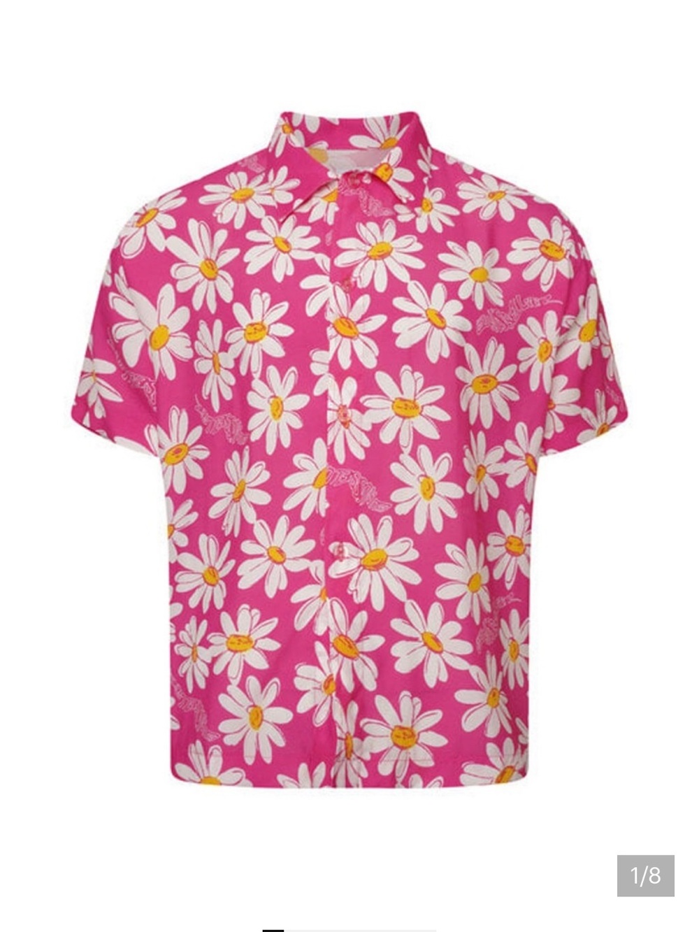 ERL Unisex Pink Daisy Print Short Sleeve Button-Down Top